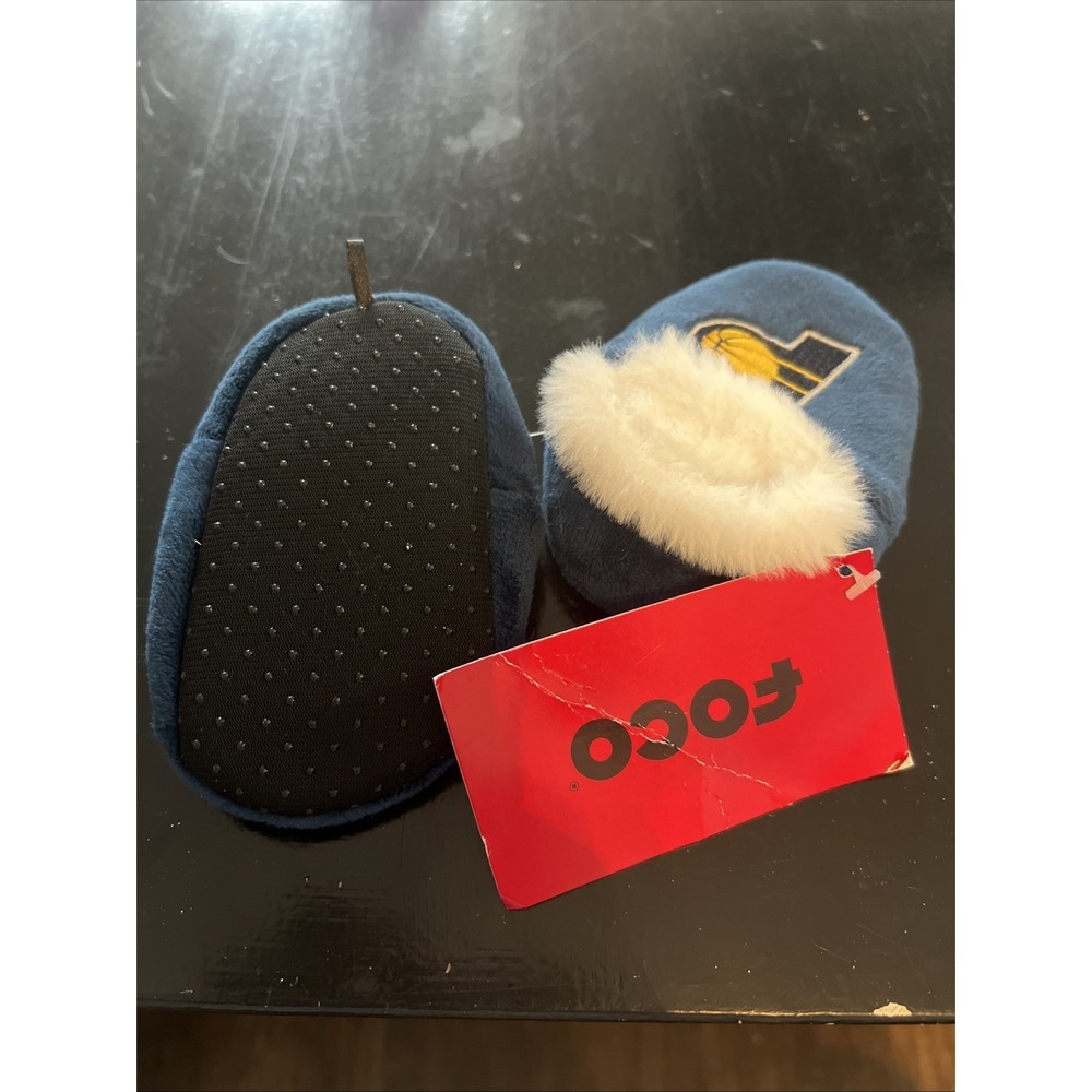 NWT Foco Indiana Pacers Infant Baby Slippers, Fur Ankle, Grippy Dots, Soft! - Picture 5 of 5